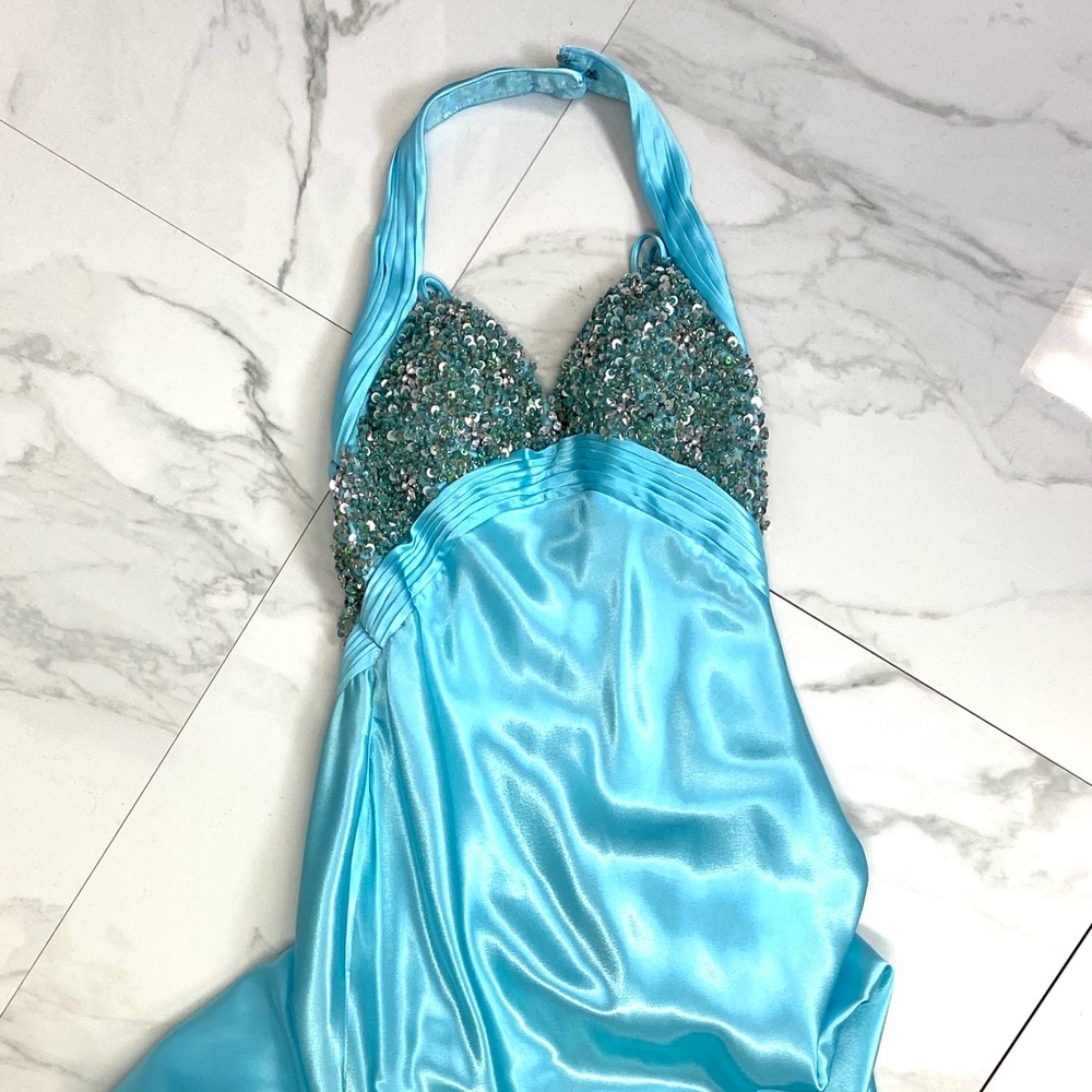 Faviana couture prom beaded halter gown